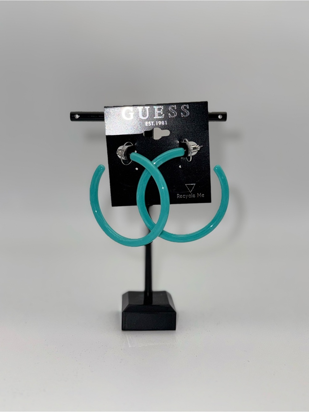 GUESS Teal Hoop Earrings - Glossy Teal Women’s Jewelry